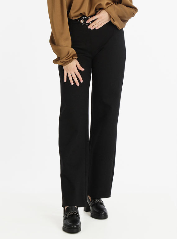 new gj pantaloni donna a zampa con cintura pantaloni eleganti donna nero taglia s