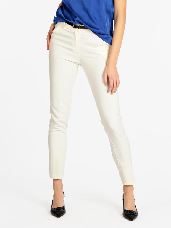 frenetika pantaloni donna eleganti con cintura pantaloni eleganti donna bianco taglia l