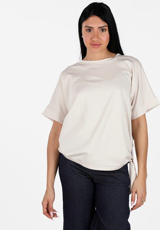 unique t-shirt donna con anello laterale t-shirt manica corta donna beige taglia unica