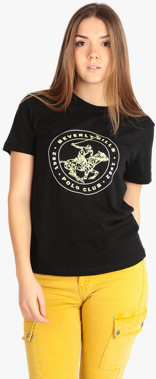 polo club t-shirt donna con stampa logo t-shirt manica corta donna nero taglia xxl