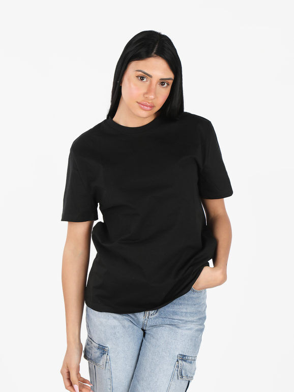 lumina t-shirt donna girocollo tinta unita t-shirt manica corta donna nero taglia unica