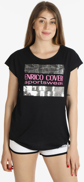 coveri t-shirt manica corta donna con paillettes t-shirt manica corta donna nero taglia l