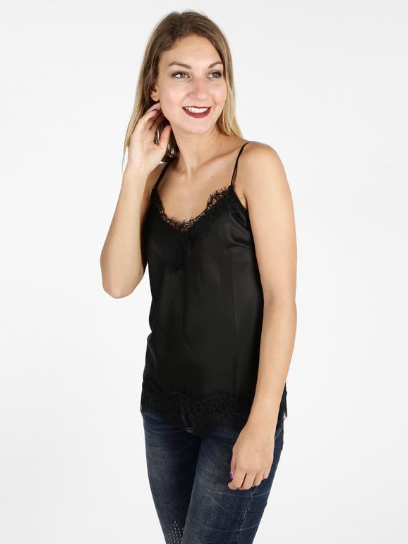 aerfan top con dettaglio in pizzo tops donna nero taglia unica