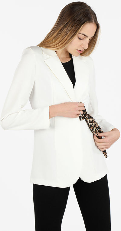 Melitea Blazer donna elegante con laccetti maculati Blazer donna Bianco taglia M