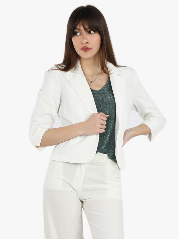 Frenetika Blazer donna elegante con maniche a 3/4 Blazer donna Bianco taglia XL