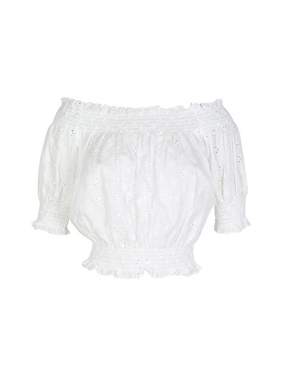 Sweet Blusa cropped donna in pizzo Bluse donna Bianco taglia S/M