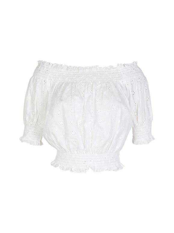 Sweet Blusa cropped donna in pizzo Bluse donna Bianco taglia L/XL