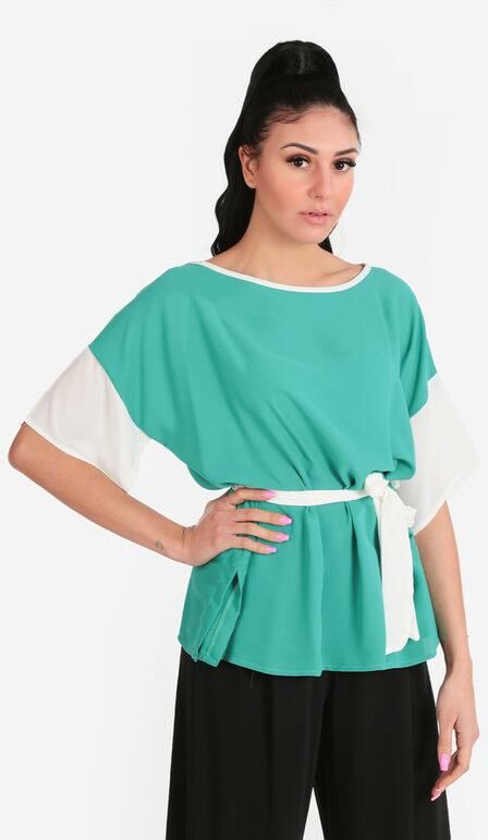 Kisha Blusa da donna a manica corta Bluse donna Blu taglia S