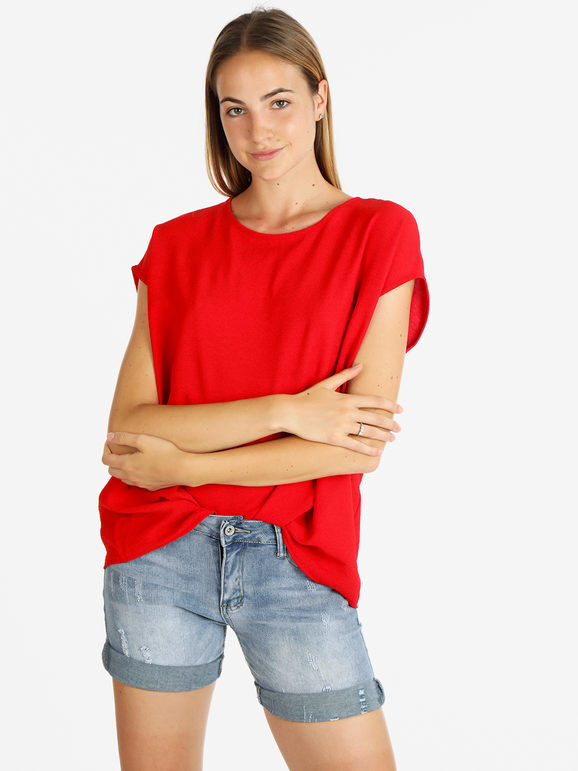 doremi Blusa donna con bottoncini sul retro Bluse donna Rosso taglia Unica