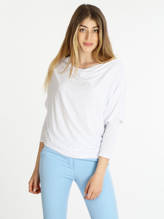 doremi Blusa donna con manica a pipistrello T-Shirt Manica Lunga donna Bianco taglia Unica