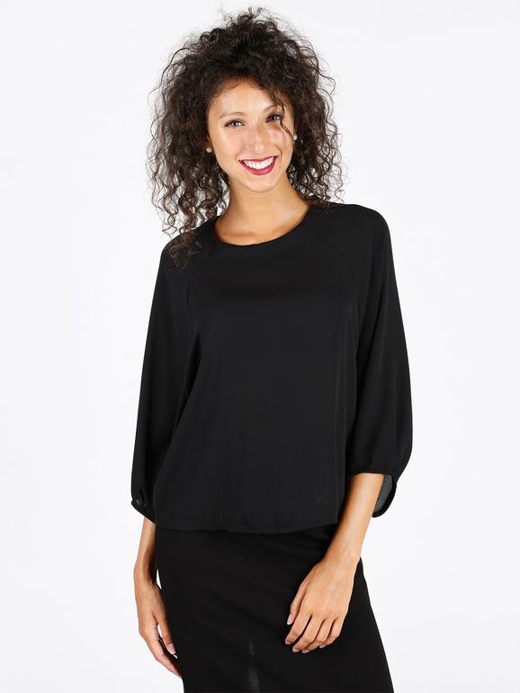 Solada Blusa donna con maniche a pipistrello Bluse donna Nero taglia Unica