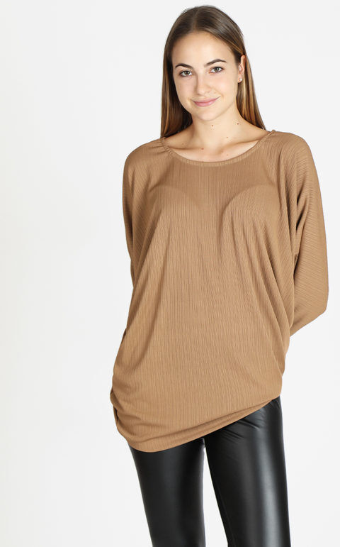 My Style Blusa donna con maniche a pipistrello Bluse donna Beige taglia Unica