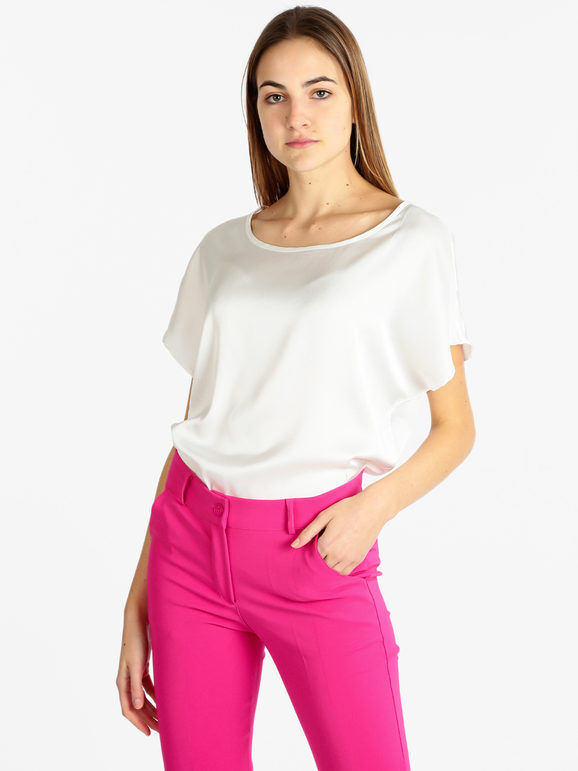 Sweet Blusa donna effetto raso Bluse donna Bianco taglia L