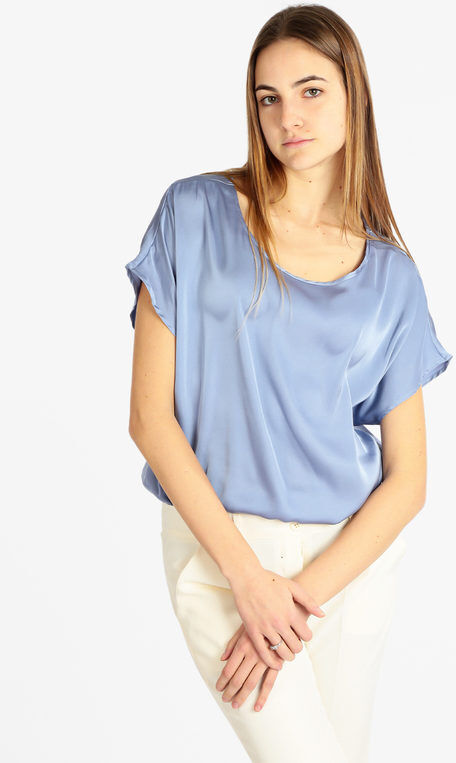 Sweet Blusa donna effetto raso Bluse donna Blu taglia XL