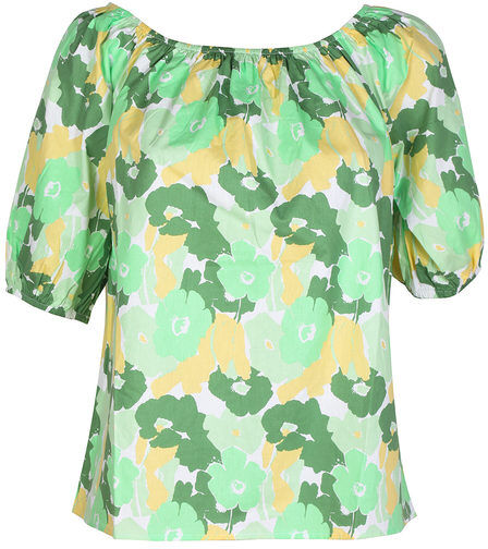 Sweet Blusa donna in cotone a fiori manica corta Bluse donna Verde taglia L/XL