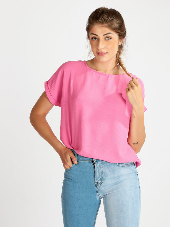 Daystar Blusa donna oversize a maniche corte Bluse donna Fucsia taglia Unica