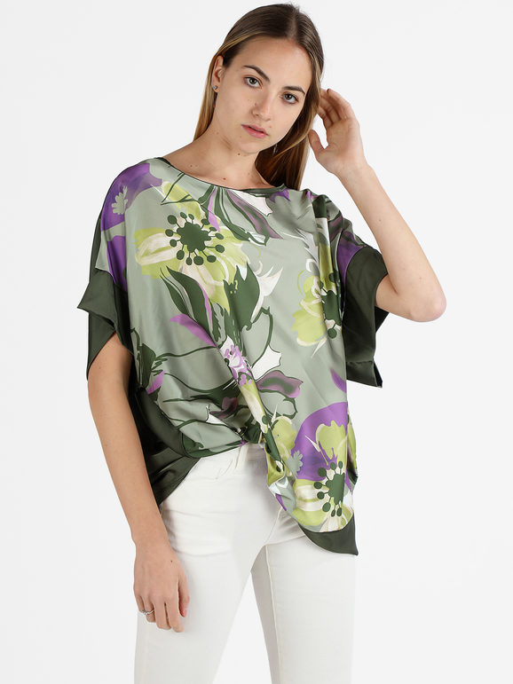 caspiche Blusa donna oversize a maniche corte Bluse donna Verde taglia Unica