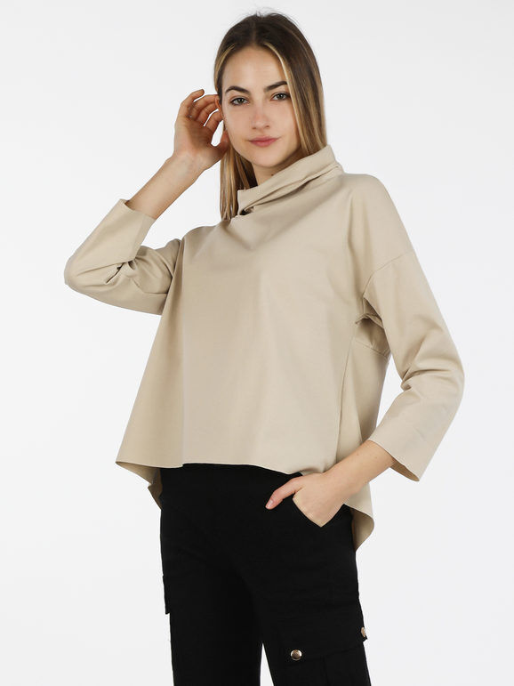 Wendy Trendy Blusa donna oversize in misto cotone Bluse donna Beige taglia Unica