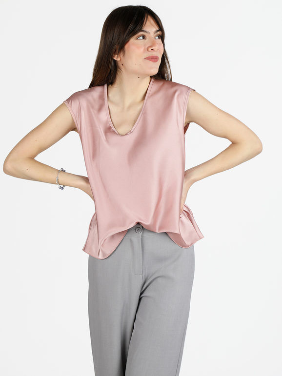 hdl milano Blusa donna senza maniche con scollo a V Bluse donna Rosa taglia Unica