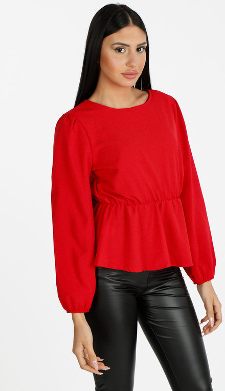 Solada Blusa donna tinta unita a maniche lunghe Bluse donna Rosso taglia Unica