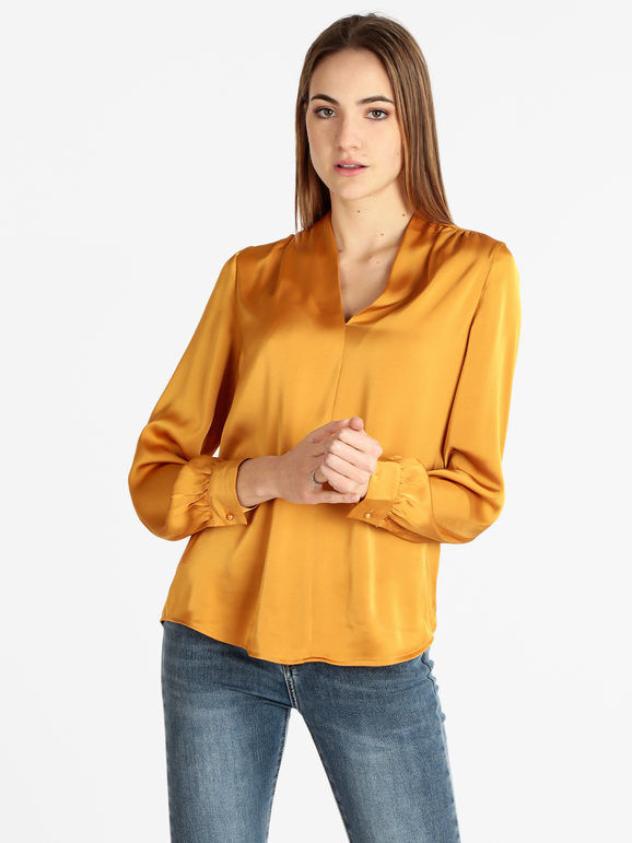 Sweet Blusa elegante donna in raso Bluse donna Arancione taglia S