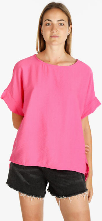 Solada Blusa oversize manica corta da donna Bluse donna Fucsia taglia Unica