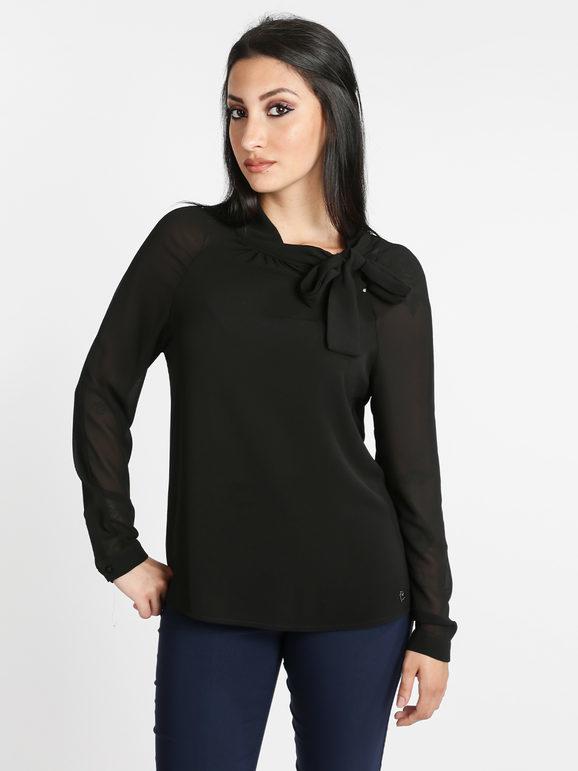 Kisha Camicetta con maniche velate Bluse donna Nero taglia XL