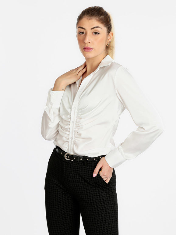 Melitea Camicetta donna in raso Camicie Classiche donna Bianco taglia Unica