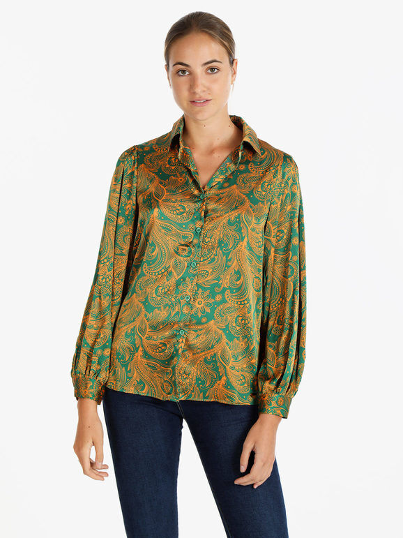Sweet Camicia classica da donna con stampa floreale Camicie Classiche donna Verde taglia M