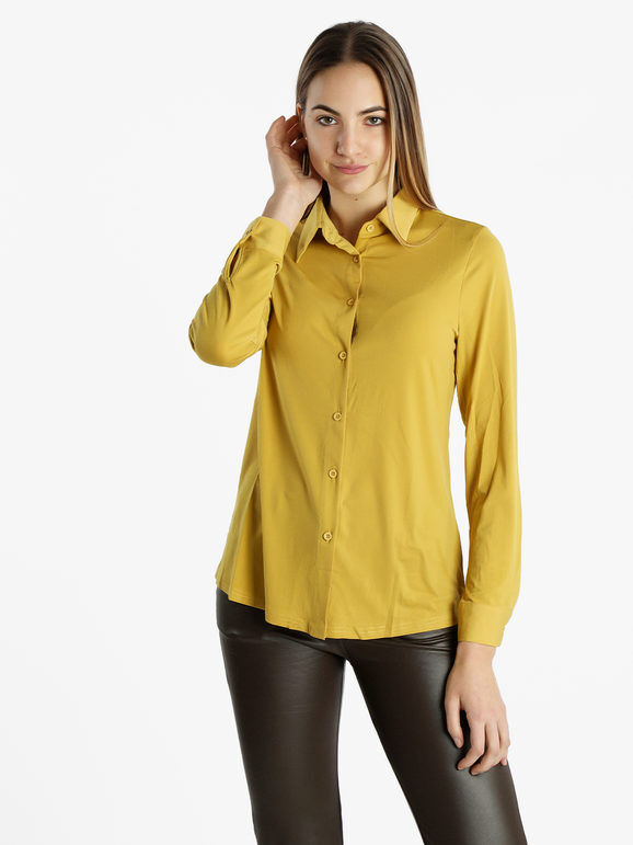 Sweet Camicia da donna elasticizzata a maniche lunghe Camicie Classiche donna Giallo taglia L