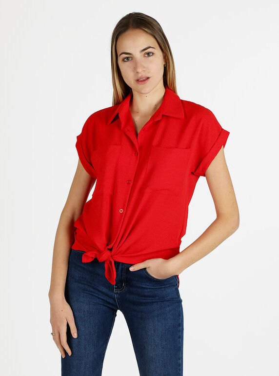 Melitea Camicia donna a maniche corte con taschini Camicie donna Rosso taglia Unica