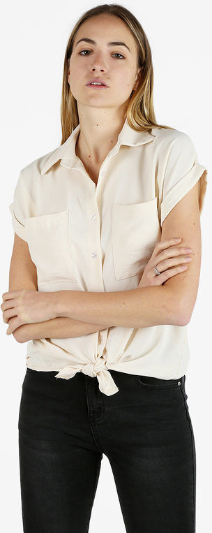 Melitea Camicia donna a maniche corte con taschini Camicie donna Beige taglia Unica