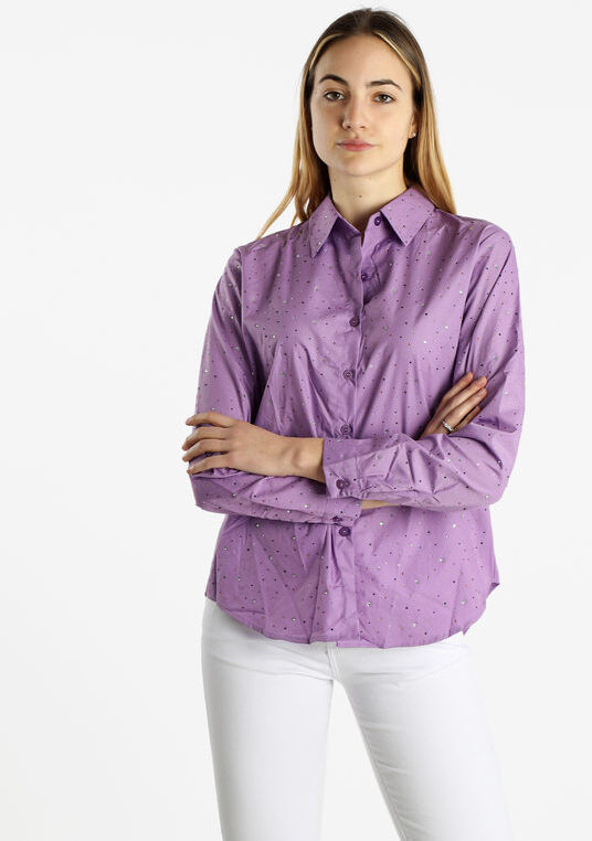 Monte Cervino Camicia donna a maniche lunghe con strass colorati Camicie Classiche donna Viola taglia L/XL