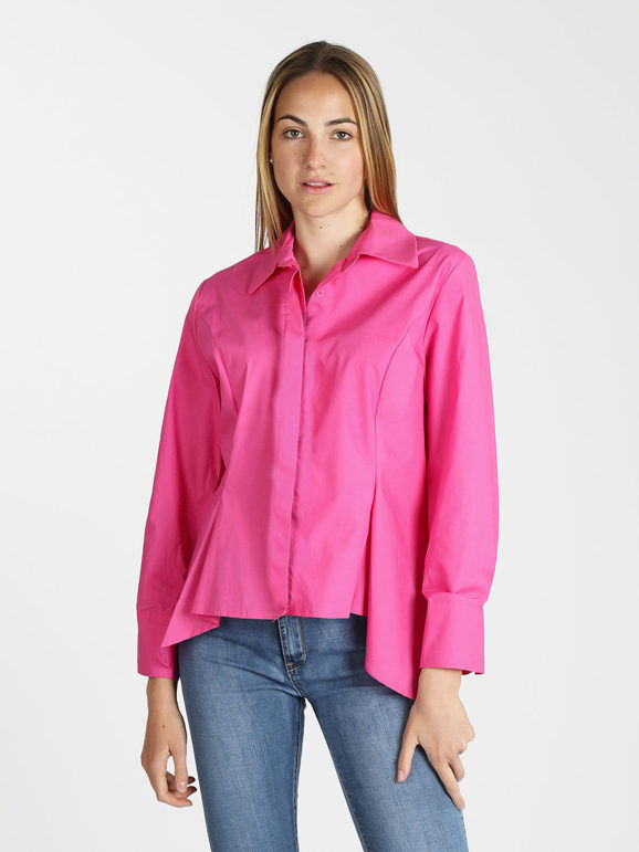 sun sun Camicia donna asimmetrica in cotone Camicie donna Fucsia taglia Unica