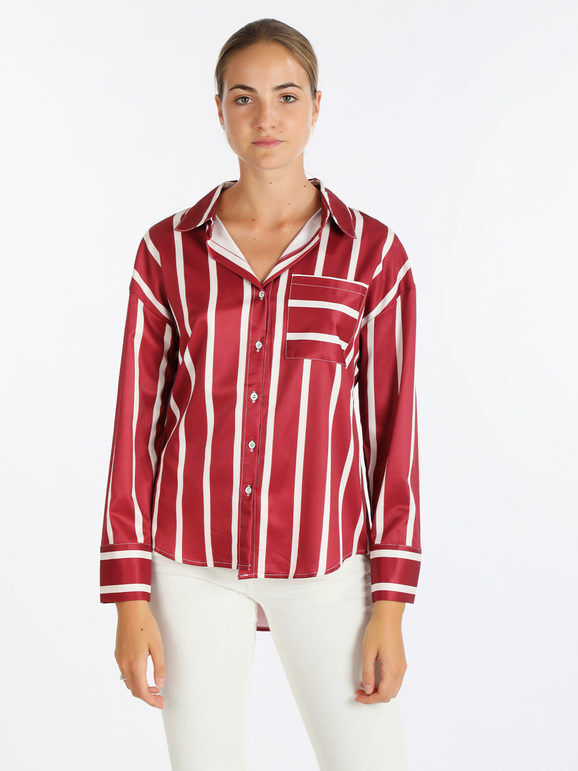 Sweet Camicia donna con stampa a righe Camicie Classiche donna Rosso taglia S/M