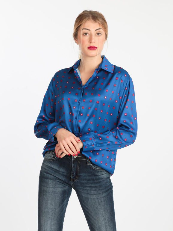 Lumina Camicia donna con stampe Bluse donna Blu taglia M