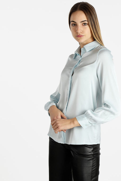 Sweet Camicia donna effetto raso Camicie Classiche donna Blu taglia M