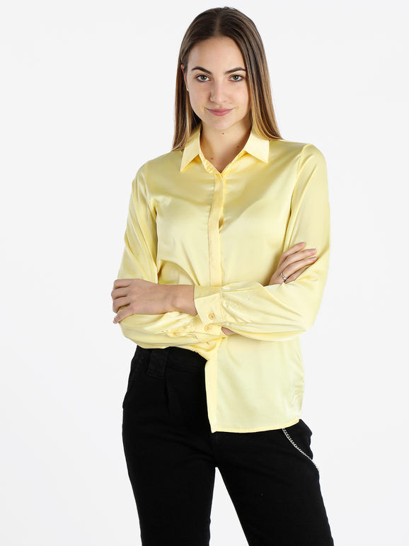 Sweet Camicia donna effetto raso Camicie Classiche donna Giallo taglia S