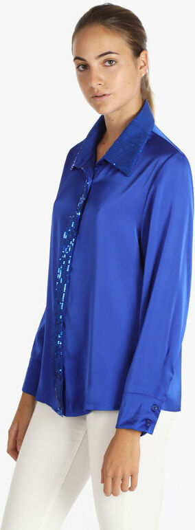 Sweet Camicia donna in raso con paillettes Camicie Classiche donna Blu taglia M