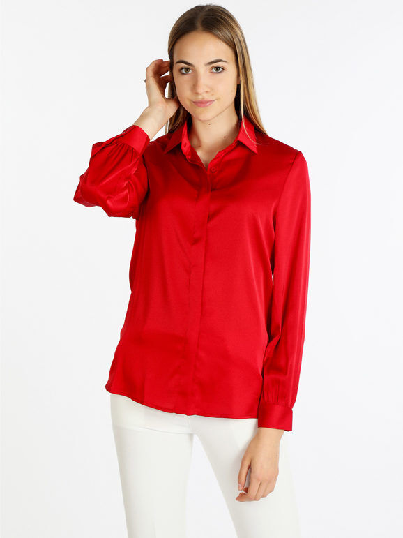 Sweet Camicia donna in raso tinta unita Camicie donna Rosso taglia M