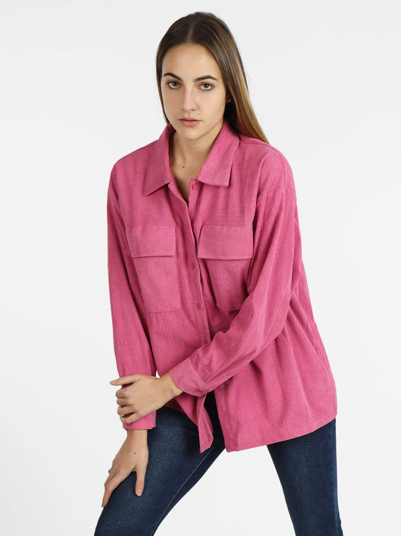 Sweet Camicia donna oversize a costine Camicie Classiche donna Fucsia taglia L/XL