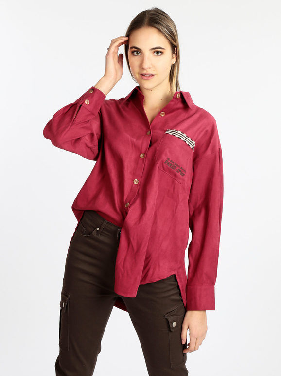 Wiya Camicia donna oversize con taschino Camicie Classiche donna Rosso taglia Unica