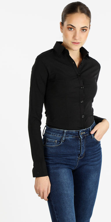 Solada Camicia donna slim fit a maniche lunghe Camicie Classiche donna Nero taglia M