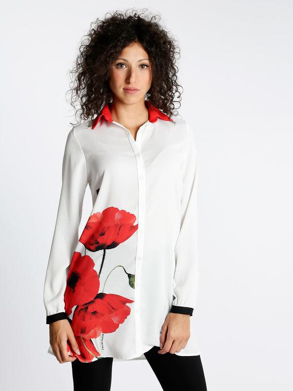 Coveri Camicia lunga con fiore Camicie Classiche donna Rosso taglia M