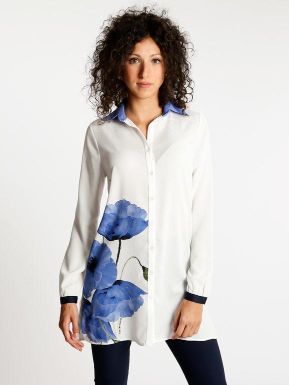 Coveri Camicia lunga con fiore Camicie Classiche donna Blu taglia M