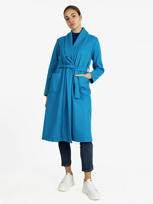 Solada Cappotto classico donna con cintura Cappotto Classico donna Blu taglia Unica