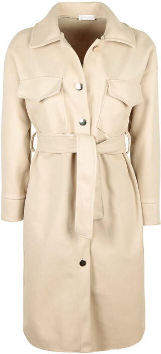 Vanita Cappotto da donna con bottoni Cappotto Classico donna Beige taglia Unica