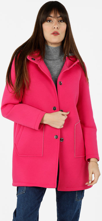 Only Cappotto donna in panno con cappuccio Cappotto Classico donna Fucsia taglia M