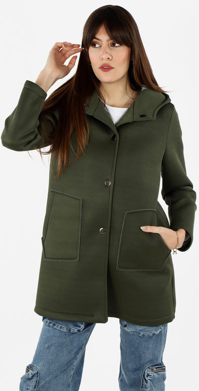 Only Cappotto donna in panno con cappuccio Cappotto Classico donna Verde taglia S