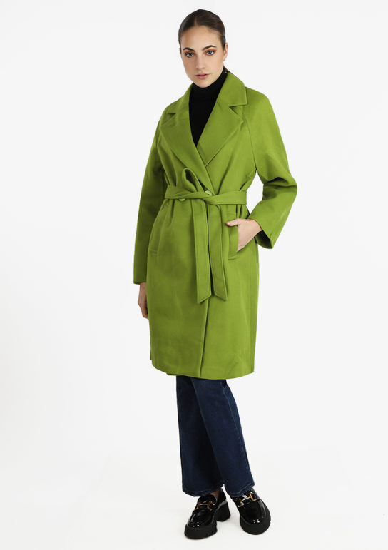 Solada Cappotto doppiopetto da donna con cintura Cappotto Classico donna Verde taglia L/XL